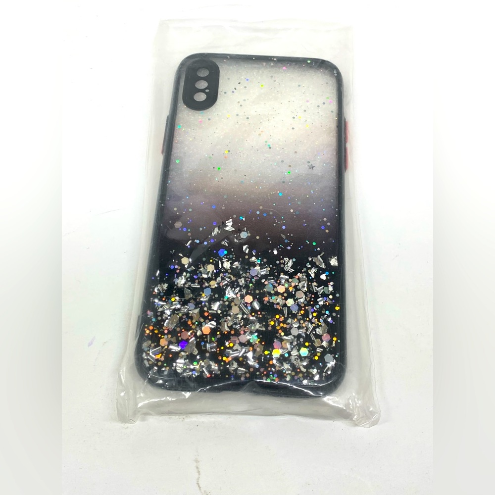 CLEAR / BLACK / GLITTER PHONE CASE FOR IPHONE X & XS NEW / UNUSED